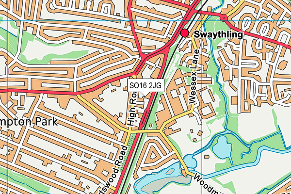 SO16 2JG map - OS VectorMap District (Ordnance Survey)