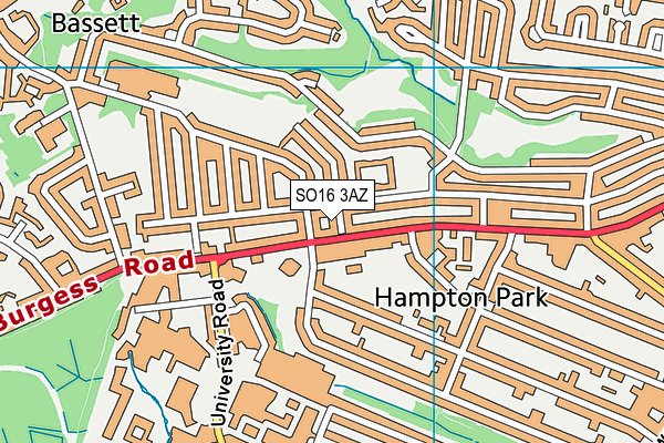 SO16 3AZ map - OS VectorMap District (Ordnance Survey)