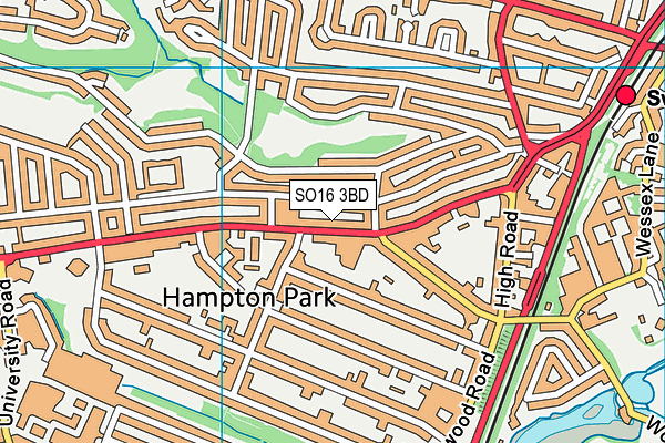 SO16 3BD map - OS VectorMap District (Ordnance Survey)