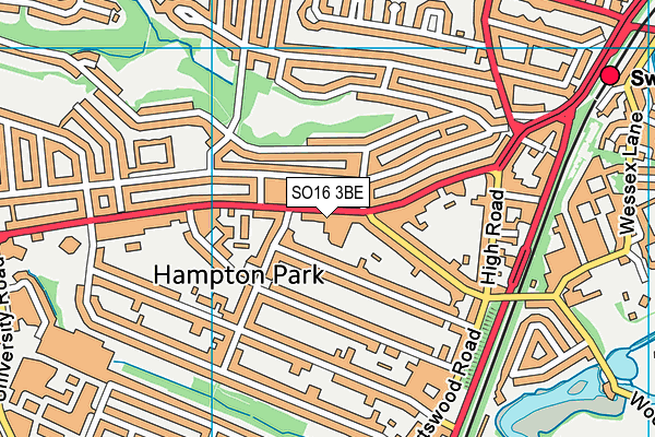 SO16 3BE map - OS VectorMap District (Ordnance Survey)