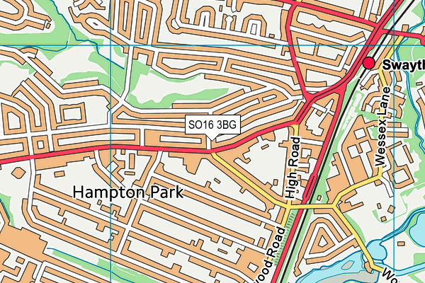 SO16 3BG map - OS VectorMap District (Ordnance Survey)