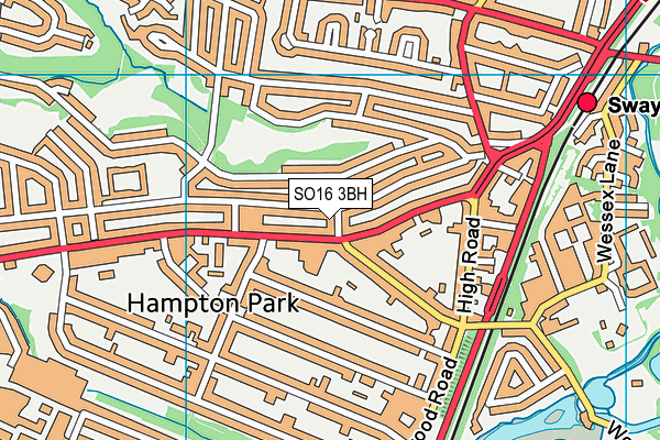 SO16 3BH map - OS VectorMap District (Ordnance Survey)