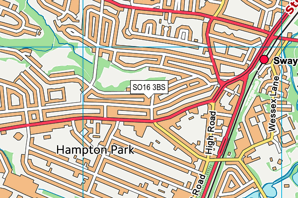 SO16 3BS map - OS VectorMap District (Ordnance Survey)