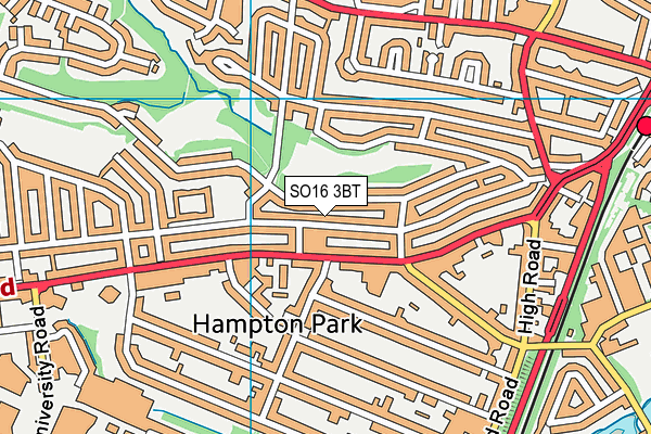 SO16 3BT map - OS VectorMap District (Ordnance Survey)