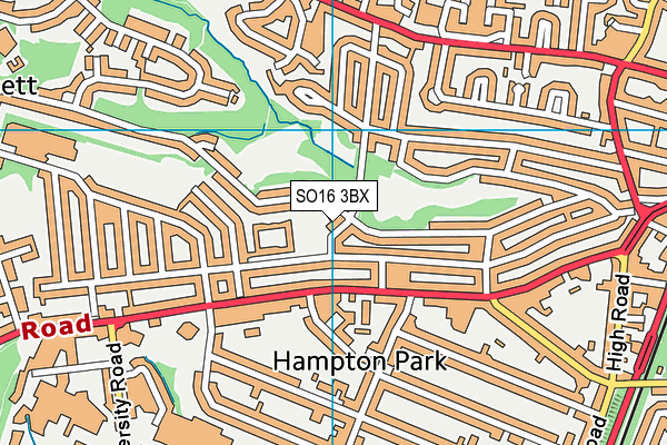 SO16 3BX map - OS VectorMap District (Ordnance Survey)