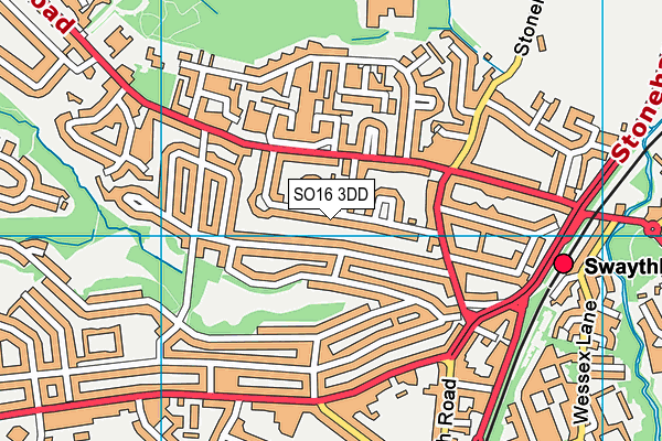 SO16 3DD map - OS VectorMap District (Ordnance Survey)