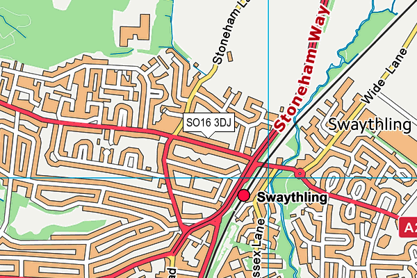 SO16 3DJ map - OS VectorMap District (Ordnance Survey)