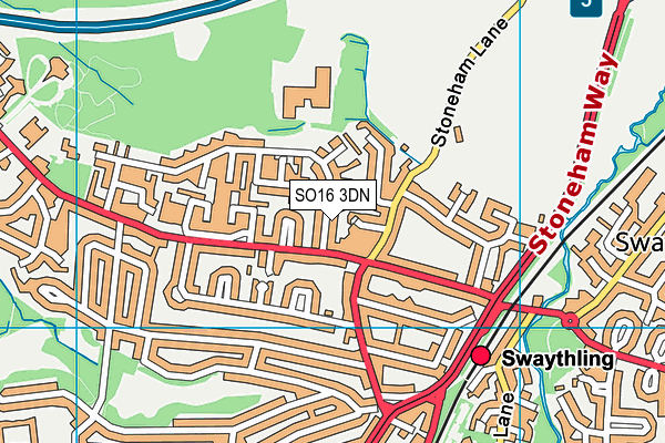 SO16 3DN map - OS VectorMap District (Ordnance Survey)