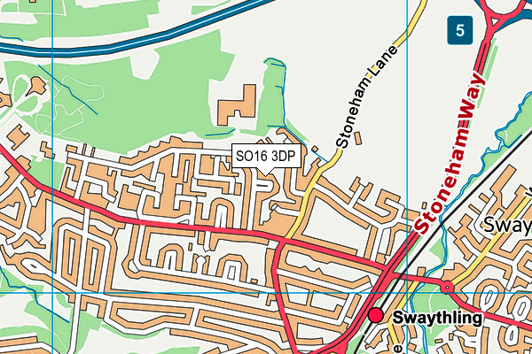 SO16 3DP map - OS VectorMap District (Ordnance Survey)