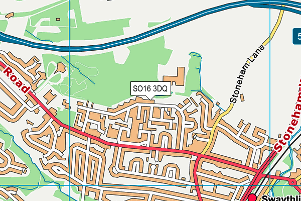 SO16 3DQ map - OS VectorMap District (Ordnance Survey)