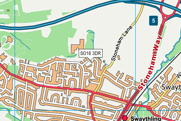 SO16 3DR map - OS VectorMap District (Ordnance Survey)