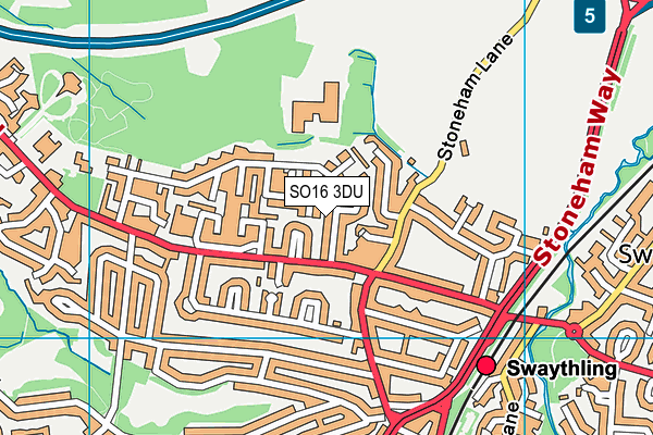SO16 3DU map - OS VectorMap District (Ordnance Survey)