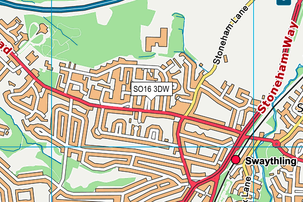 SO16 3DW map - OS VectorMap District (Ordnance Survey)