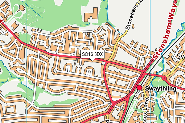 SO16 3DX map - OS VectorMap District (Ordnance Survey)