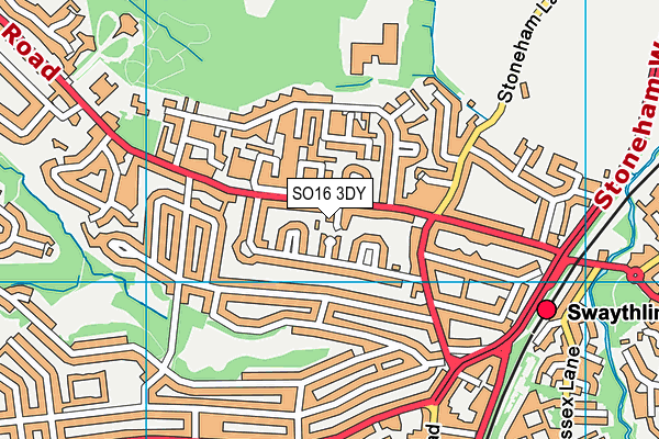 SO16 3DY map - OS VectorMap District (Ordnance Survey)