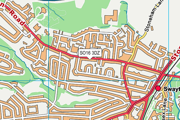 SO16 3DZ map - OS VectorMap District (Ordnance Survey)