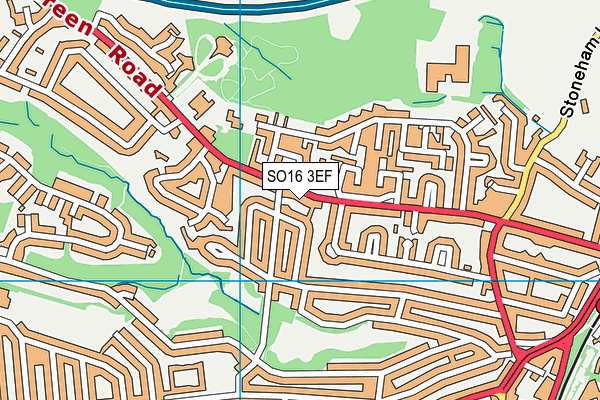 SO16 3EF map - OS VectorMap District (Ordnance Survey)