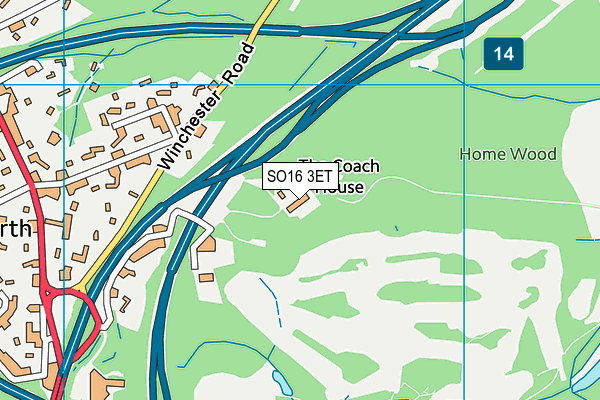 SO16 3ET map - OS VectorMap District (Ordnance Survey)