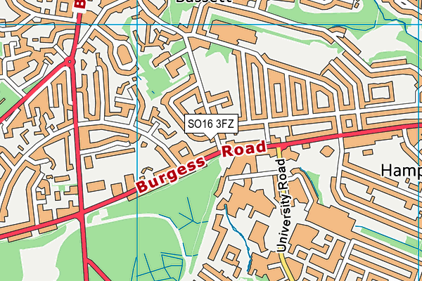 SO16 3FZ map - OS VectorMap District (Ordnance Survey)