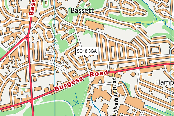 SO16 3GA map - OS VectorMap District (Ordnance Survey)