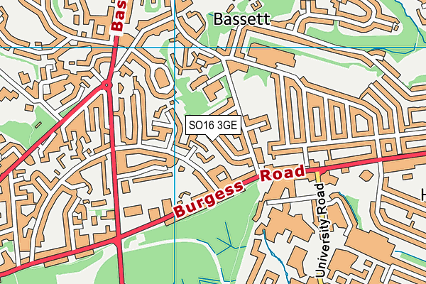 SO16 3GE map - OS VectorMap District (Ordnance Survey)