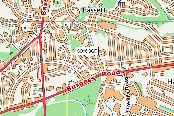 SO16 3GF map - OS VectorMap District (Ordnance Survey)