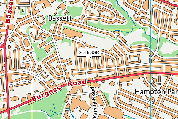 SO16 3GR map - OS VectorMap District (Ordnance Survey)