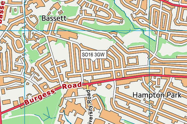 SO16 3GW map - OS VectorMap District (Ordnance Survey)