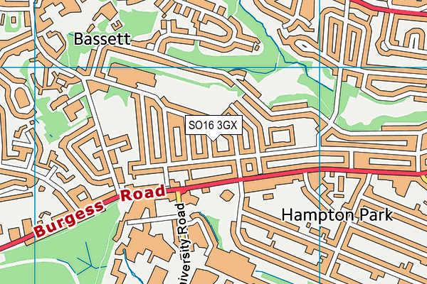 SO16 3GX map - OS VectorMap District (Ordnance Survey)