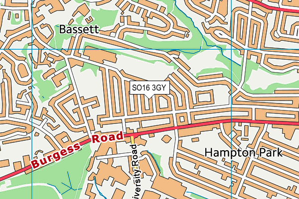 SO16 3GY map - OS VectorMap District (Ordnance Survey)