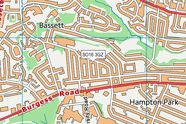 SO16 3GZ map - OS VectorMap District (Ordnance Survey)