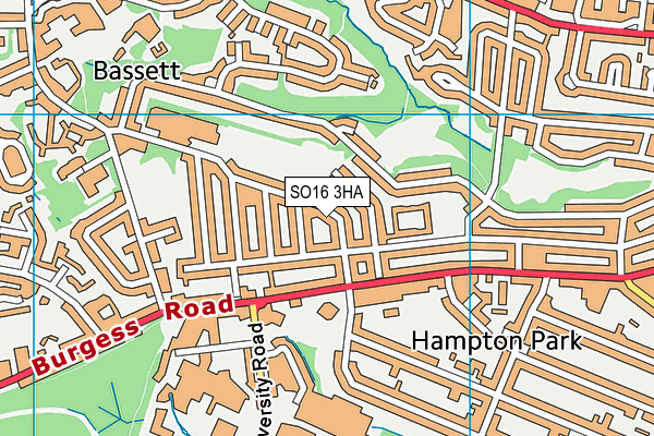 SO16 3HA map - OS VectorMap District (Ordnance Survey)