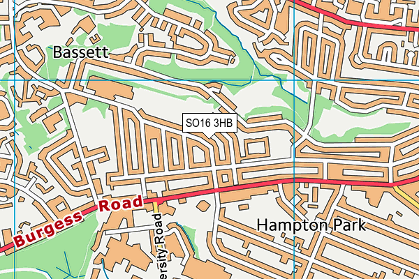 SO16 3HB map - OS VectorMap District (Ordnance Survey)