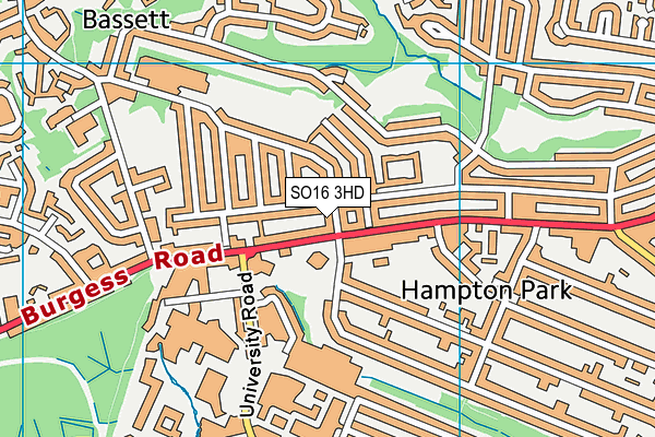 SO16 3HD map - OS VectorMap District (Ordnance Survey)