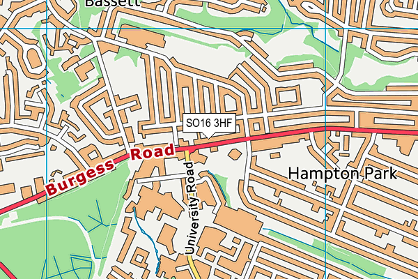 SO16 3HF map - OS VectorMap District (Ordnance Survey)