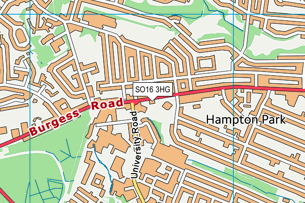 SO16 3HG map - OS VectorMap District (Ordnance Survey)