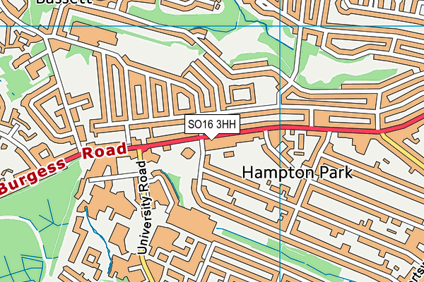 SO16 3HH map - OS VectorMap District (Ordnance Survey)