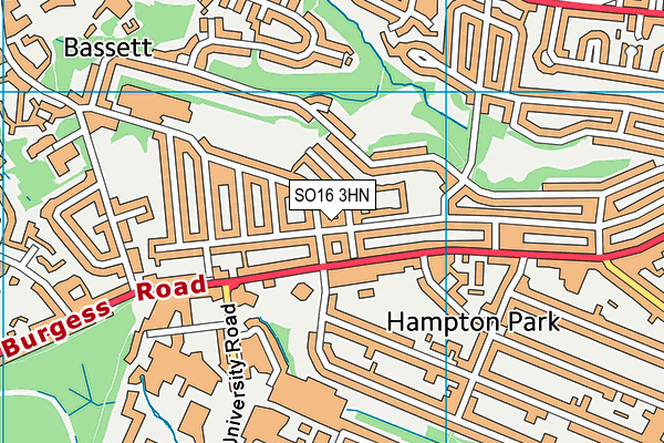 SO16 3HN map - OS VectorMap District (Ordnance Survey)