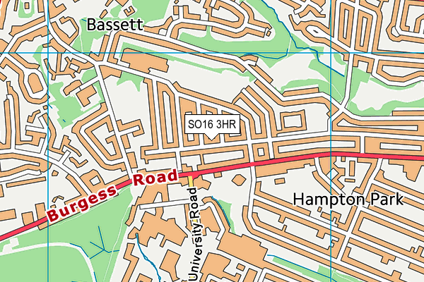 SO16 3HR map - OS VectorMap District (Ordnance Survey)