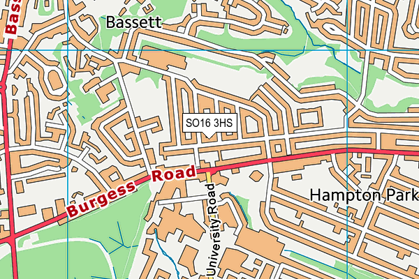 SO16 3HS map - OS VectorMap District (Ordnance Survey)