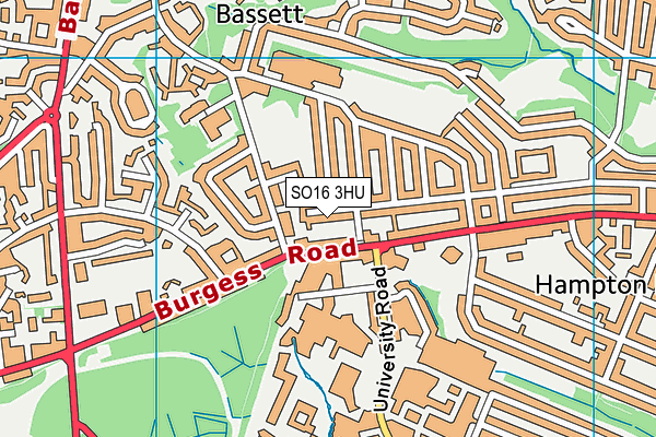 SO16 3HU map - OS VectorMap District (Ordnance Survey)