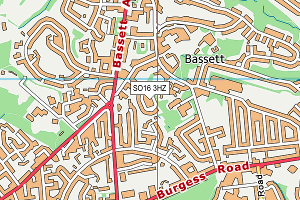 SO16 3HZ map - OS VectorMap District (Ordnance Survey)