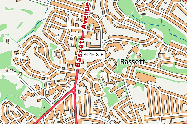 SO16 3JB map - OS VectorMap District (Ordnance Survey)