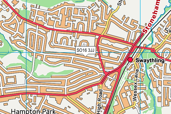 SO16 3JJ map - OS VectorMap District (Ordnance Survey)