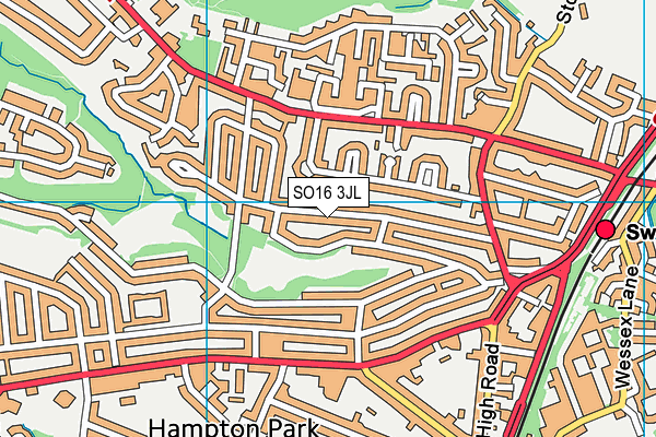 SO16 3JL map - OS VectorMap District (Ordnance Survey)