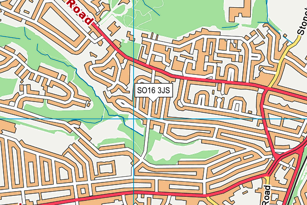 SO16 3JS map - OS VectorMap District (Ordnance Survey)