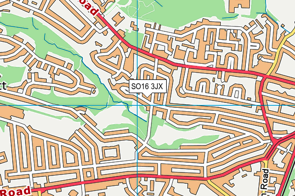 SO16 3JX map - OS VectorMap District (Ordnance Survey)