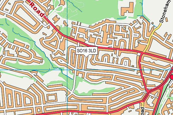 SO16 3LD map - OS VectorMap District (Ordnance Survey)