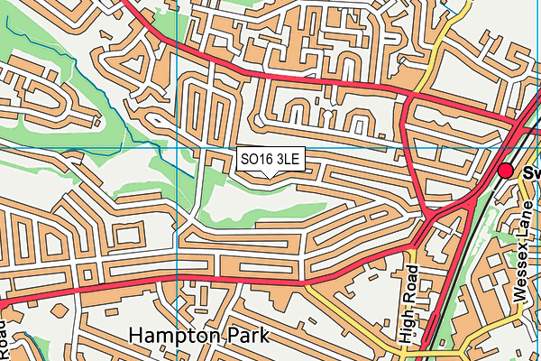 SO16 3LE map - OS VectorMap District (Ordnance Survey)