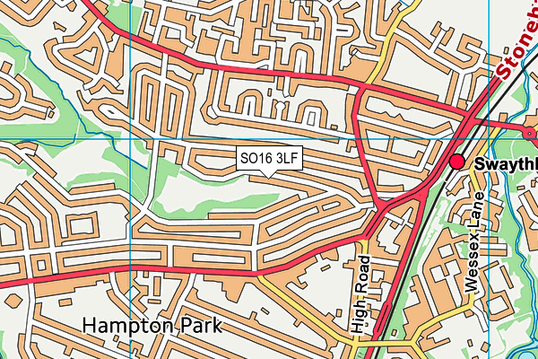 SO16 3LF map - OS VectorMap District (Ordnance Survey)